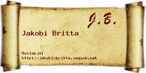 Jakobi Britta névjegykártya